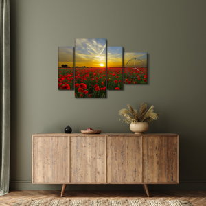 Schilderij - Klaprozenveld (met klok) (4)