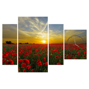 Schilderij - Klaprozenveld (met klok) (6)