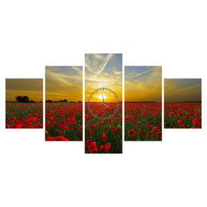 Schilderij - Klaprozenveld (met klok) (6)