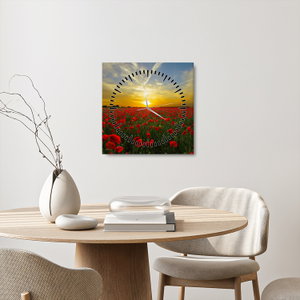 Schilderij - Klaprozenveld (met klok) (3)