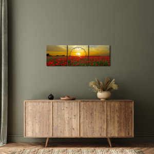 Schilderij - Klaprozenveld (met klok) (3)