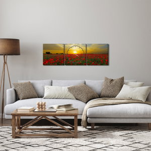 Schilderij - Klaprozenveld (met klok) (4)