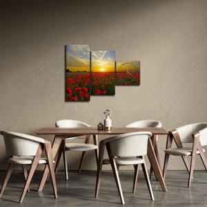 Schilderij - Klaprozenveld (met klok) (3)