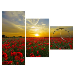 Schilderij - Klaprozenveld (met klok) (6)