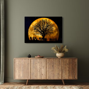 Schilderij - Maan en silhouetten (2)