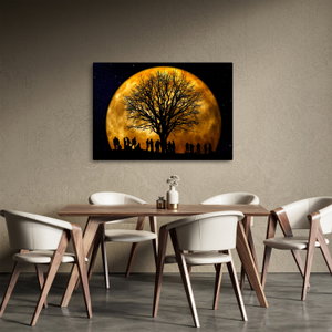 Schilderij - Maan en silhouetten (3)