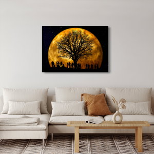 Schilderij - Maan en silhouetten (4)