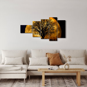 Schilderij - Maan en silhouetten (2)