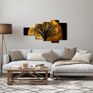 Schilderij - Maan en silhouetten (4)