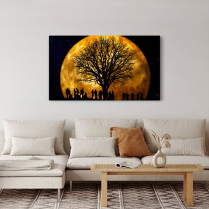 Schilderij - Maan en silhouetten (2)