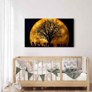 Schilderij - Maan en silhouetten (3)