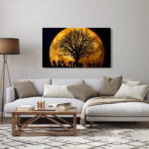 Schilderij - Maan en silhouetten (4)