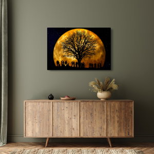 Schilderij - Maan en silhouetten (2)