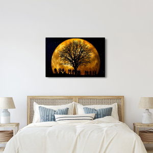 Schilderij - Maan en silhouetten (3)
