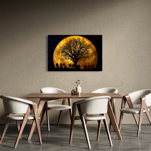 Schilderij - Maan en silhouetten (4)