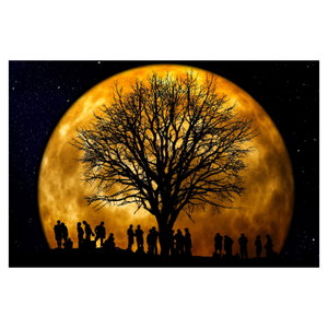 Schilderij - Maan en silhouetten (6)