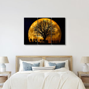 Schilderij - Maan en silhouetten (2)