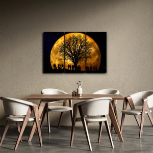 Schilderij - Maan en silhouetten (3)