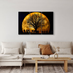 Schilderij - Maan en silhouetten (4)