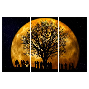 Schilderij - Maan en silhouetten (6)