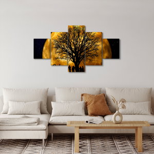Schilderij - Maan en silhouetten (3)