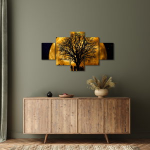Schilderij - Maan en silhouetten (4)