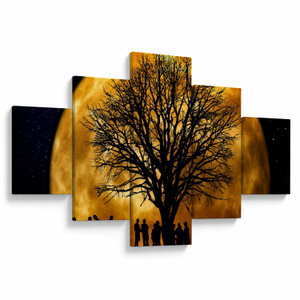 Schilderij - Maan en silhouetten (V020995V12570)