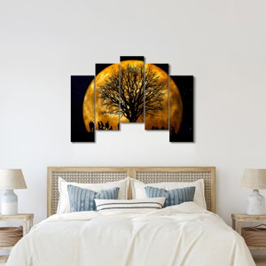 Schilderij - Maan en silhouetten (2)