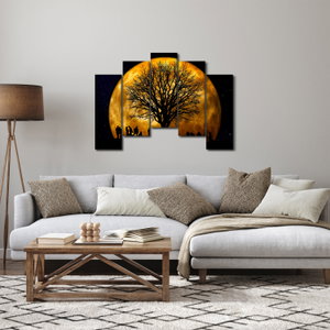 Schilderij - Maan en silhouetten (3)