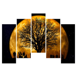 Schilderij - Maan en silhouetten (6)