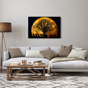 Schilderij - Maan en silhouetten (2)