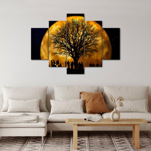 Schilderij - Maan en silhouetten (2)