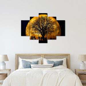 Schilderij - Maan en silhouetten (3)