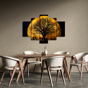 Schilderij - Maan en silhouetten (4)