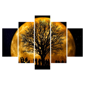Schilderij - Maan en silhouetten (6)