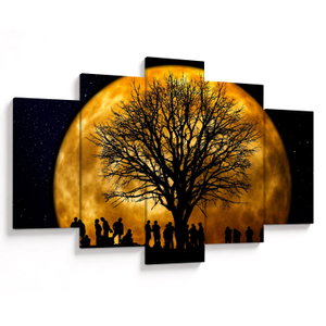 Schilderij - Maan en silhouetten (V020995V150105)