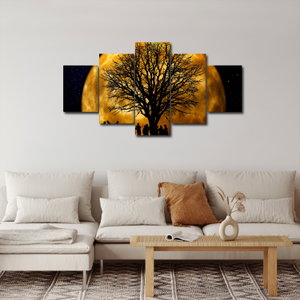 Schilderij - Maan en silhouetten (2)
