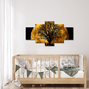 Schilderij - Maan en silhouetten (3)