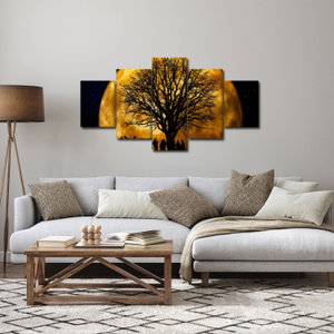 Schilderij - Maan en silhouetten (4)