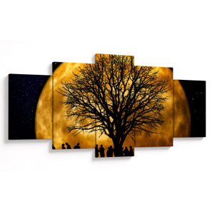 Schilderij - Maan en silhouetten (V020995V150805PCS)