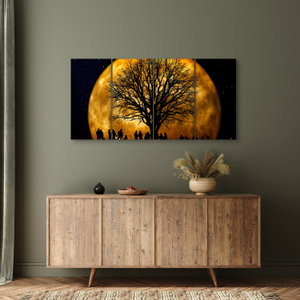 Schilderij - Maan en silhouetten (2)
