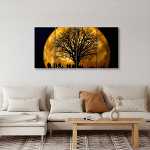 Schilderij - Maan en silhouetten (3)