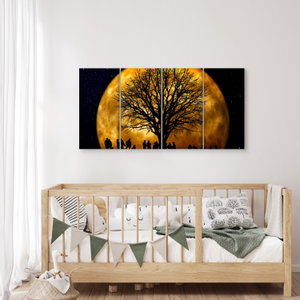 Schilderij - Maan en silhouetten (4)