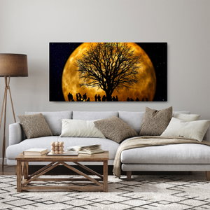 Schilderij - Maan en silhouetten (2)