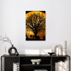 Schilderij - Maan en silhouetten (3)
