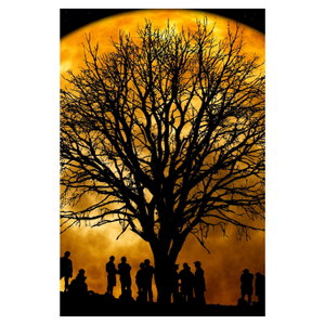Schilderij - Maan en silhouetten (6)