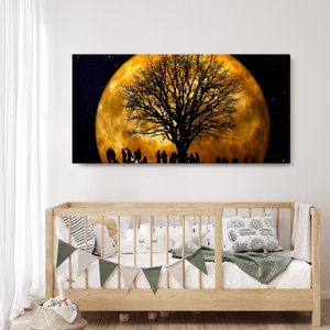 Schilderij - Maan en silhouetten (2)