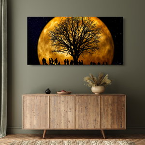 Schilderij - Maan en silhouetten (3)