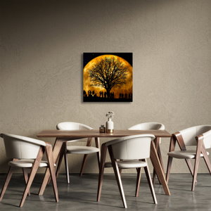 Schilderij - Maan en silhouetten (2)