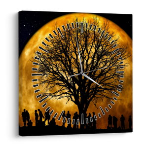 Schilderij - Maan en silhouetten (met klok) (V020995V3030C)